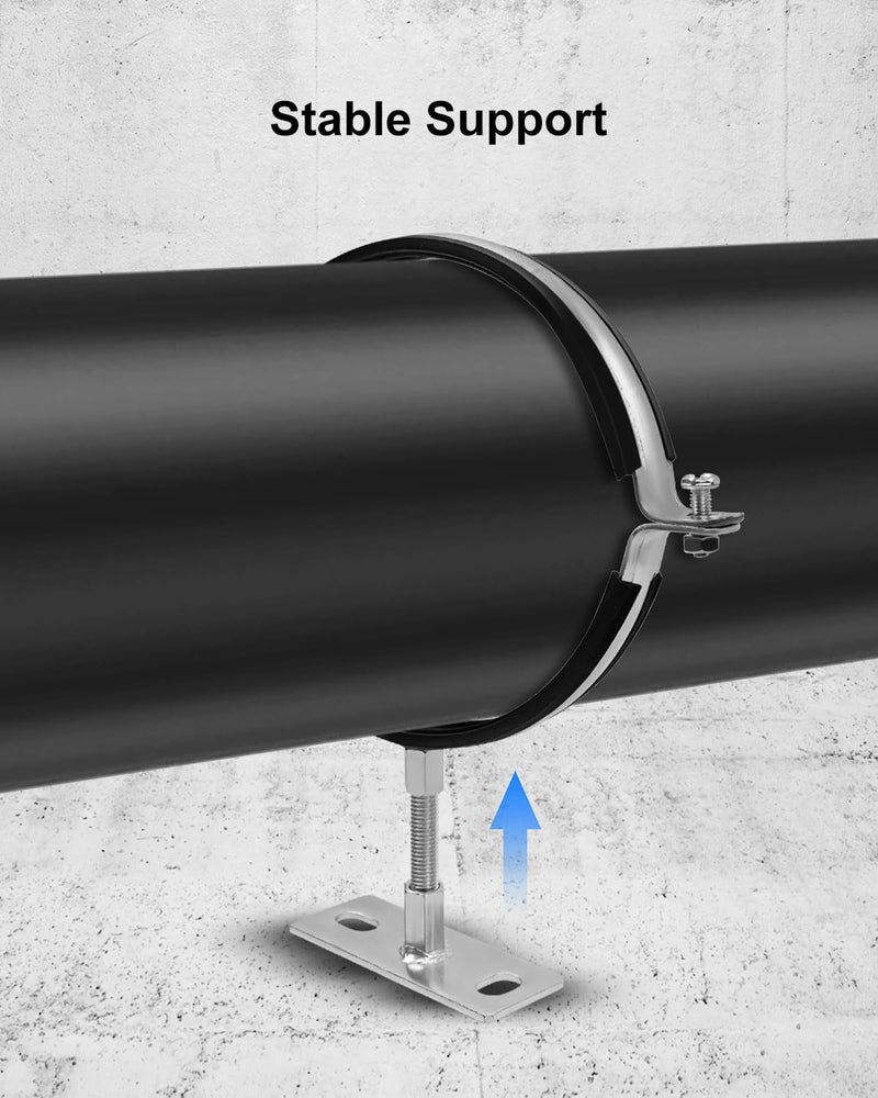 GRSVDF 2 Pcs 6 Inch Adjustable Pipe Bracket, Split Ring Pipe Hanger, Heavy Duty B Vent Wall Strap Round Gas Vent Strap, Chimney Support Mount with Mounting Screws Anti-Slip Pads - Image 5